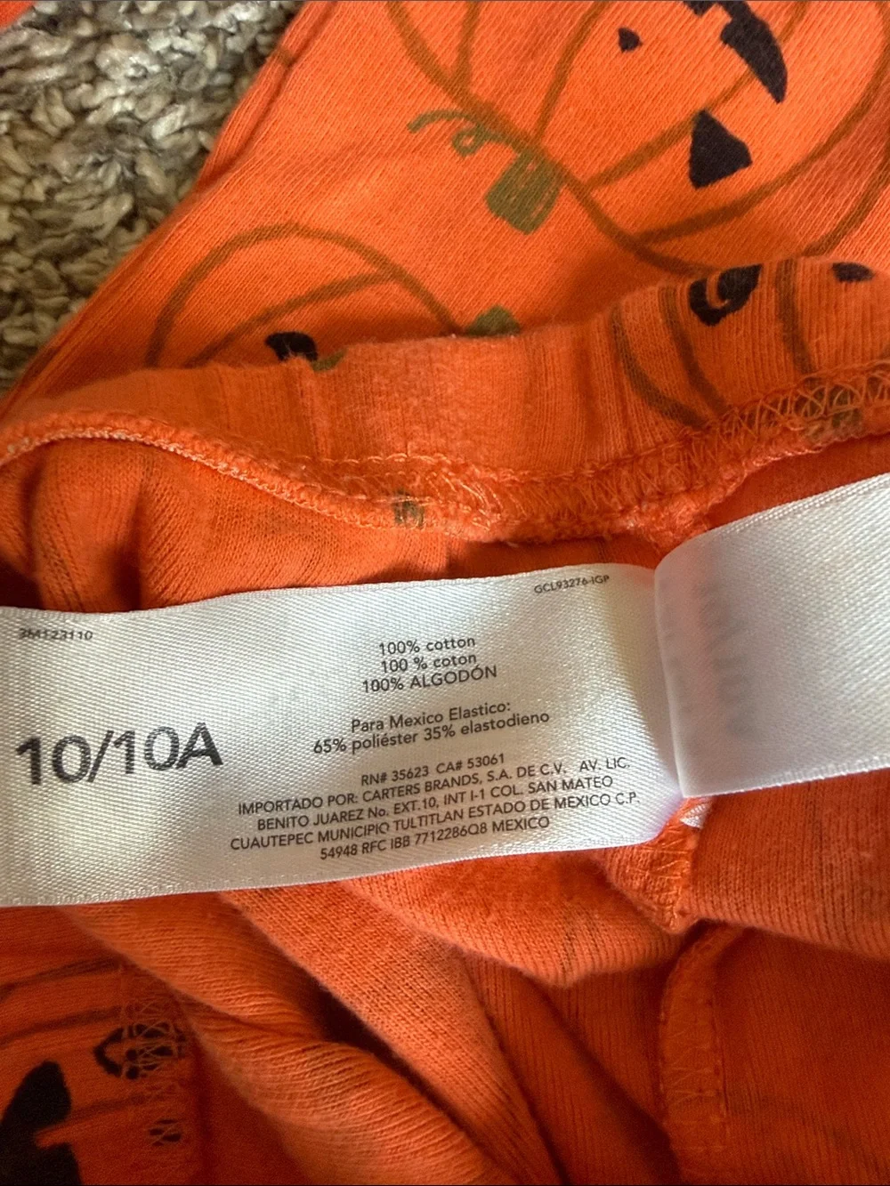 Carter's Orange Pumpkin Print Kids Pajama Set
